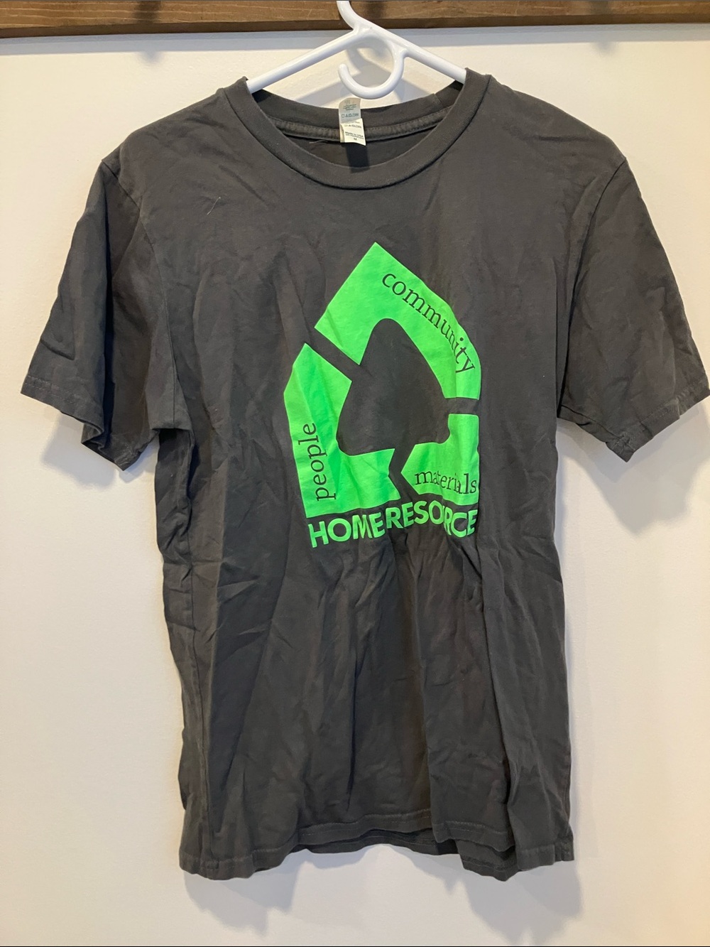 Charcoal Short Sleeve Graphic Tee with Neon Green Logo
